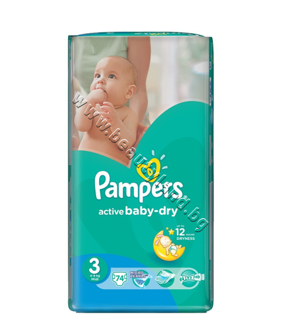 PA-0200410  Pampers Active Baby Dry Midi, 74-Pack