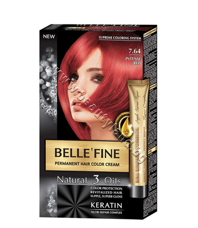 Boya Za Kosa Belle Fine 7 64 Intense Red Bf 16307 64 Krem Boya Za Kosa S Provitamin B5 Nasiteno Yarko Chervena Beautyland Bg