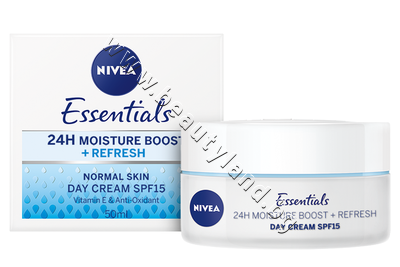 NI-81153   Nivea Essentials 24H Moisture Boost + Refresh Day Cream SPF 15
