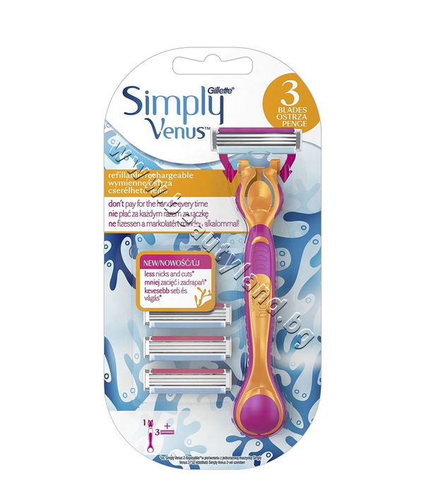 GI-1301432 Самобръсначка Gillette Simply Venus 3 Plus Razor - изображение 1 от 1