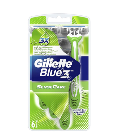 GI-1301413  Gillette Blue 3 Sense Care, 6-Pack